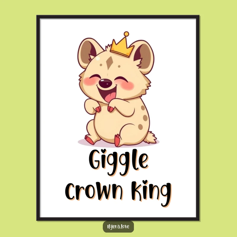 Funny Giggling Hyena Crown Digital Art: Bring Hilarious Joy to Your Walls