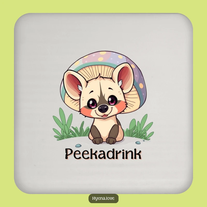 Funny Peeking Hyena Mushroom Coaster: Protect Surfaces with Playful Intrigue