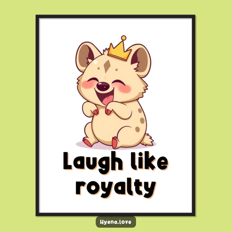 Funny Giggling Hyena Crown Poster: Hilarious Wall Art for a Cheerful Atmosphere