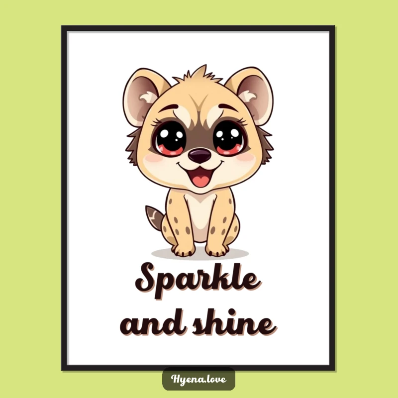 Funny Sparkling Hyena Poster - Wide-Eyed Wonder Funny Gift