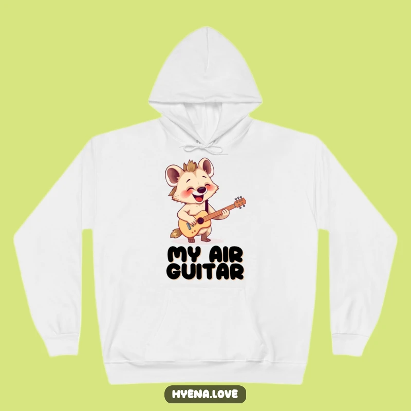 Funny Strumming Hyena Guitar Hoodie: Cozy Up with Imaginary Melodies