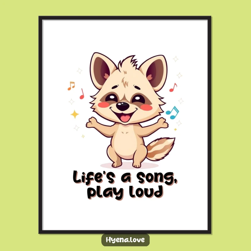 Free Printable Wall Art: Hyena Juggling Music Notes, Downloadable Quirky Art for Home