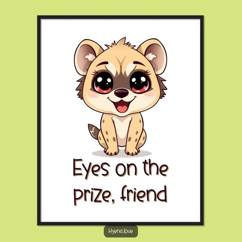 Funny Free Printable Wall Art: Bouncing Hyena with Sparkling Eyes
