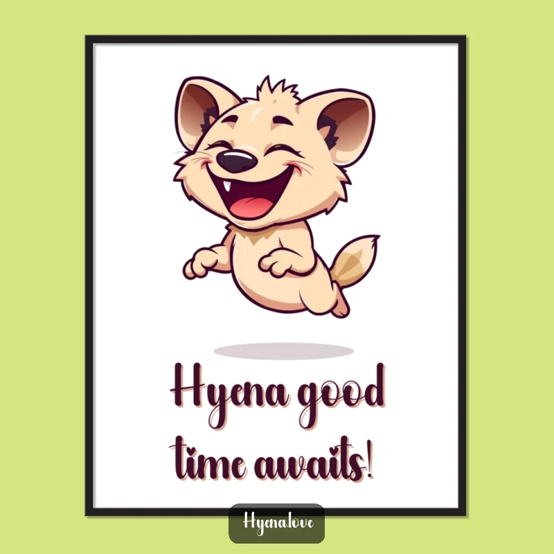 Funny Free Printable Wall Art: Hyena Leaping with Infectious Grin