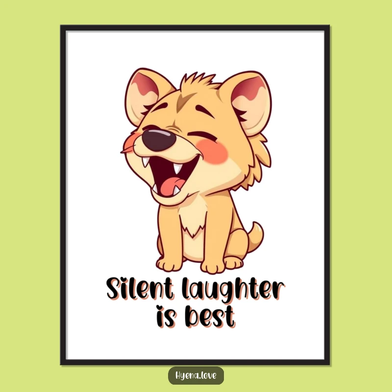 Funny Free Printable Wall Art: Hyena's Comical Silent Laugh