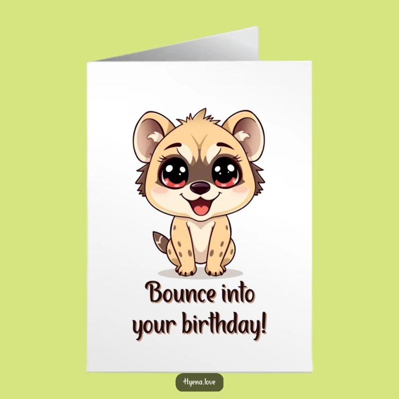Free Printable Birthday Card: Delightful Hyena, Bouncing with Joyful Wishes!