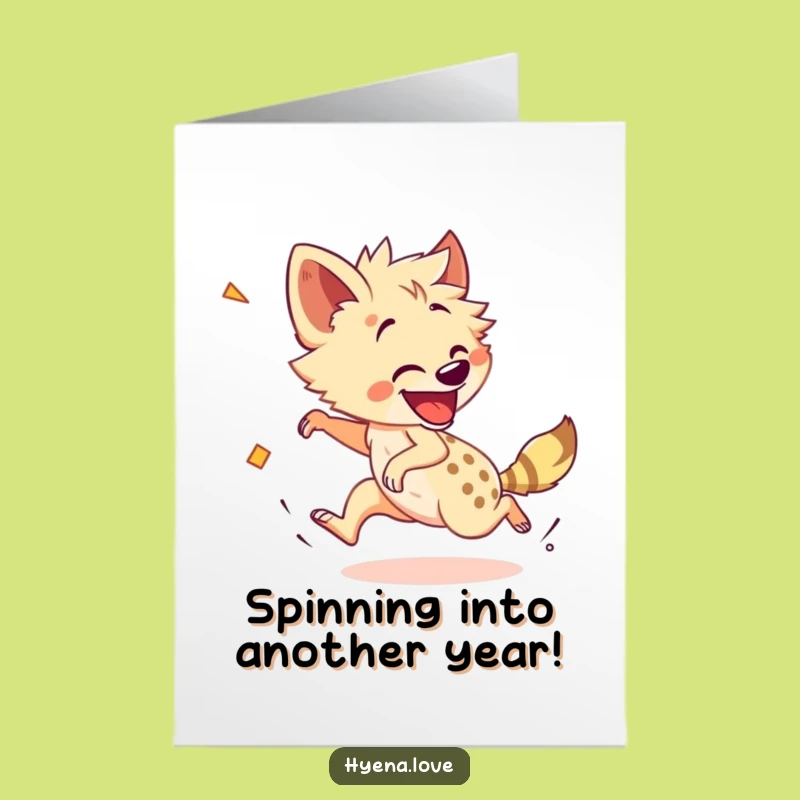 Free Printable Birthday Card: Dizzy Hyena Tail Chase, Funny Downloadable Laugh Gift