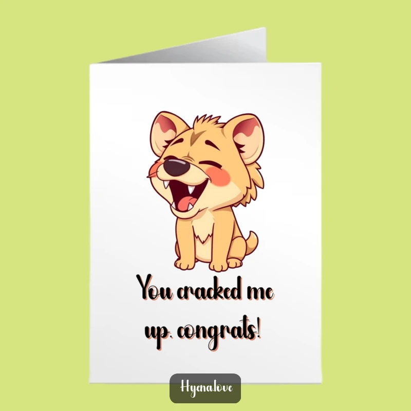 Free Printable Congrats Card: Hyena's Comical Laugh for Big Wins!