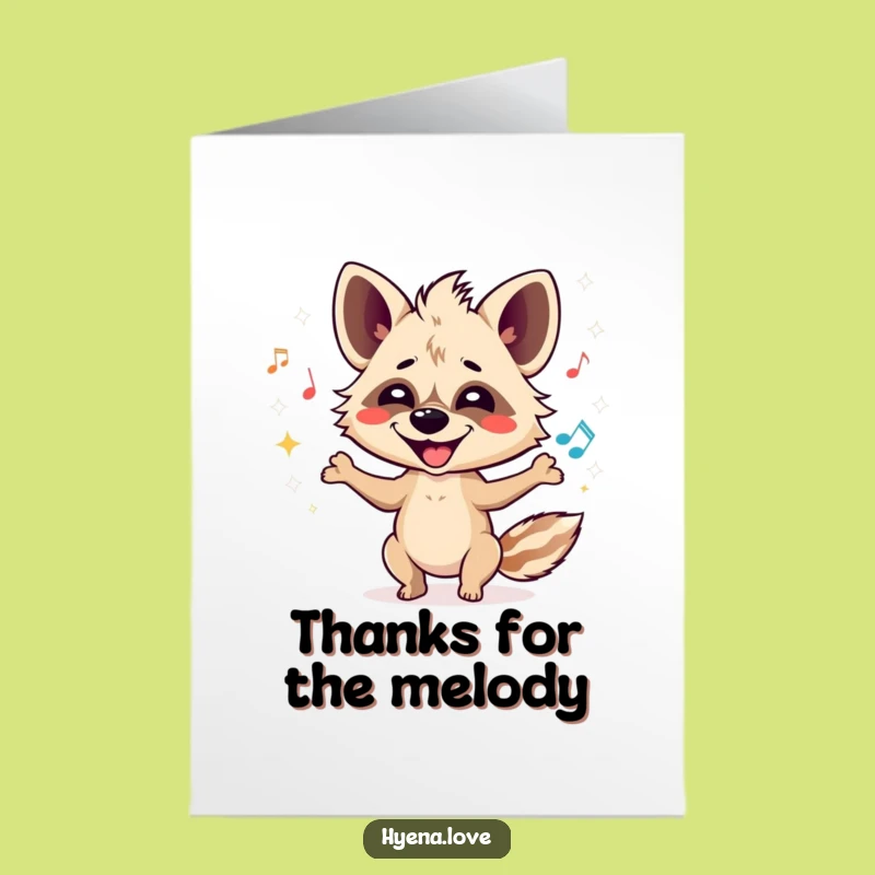 Free Printable Thank You Card: Hyena Juggling Notes, Musical Thanks, Downloadable Laughs