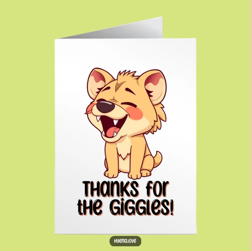Funny Free Printable Thank You Card: Hyena's Silent Laugh of Gratitude