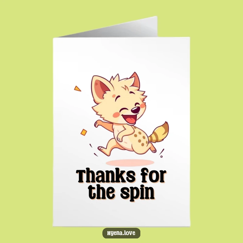 Free Printable Thank You Card: Dizzy Hyena Tail Chase, Funny Thanks, Downloadable Laughs