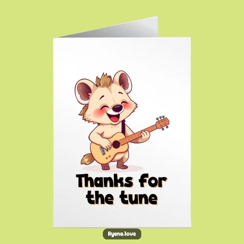 Free Printable Thank You Card: Hyena Guitar Thanks, Musical Gratitude, Downloadable Laughs