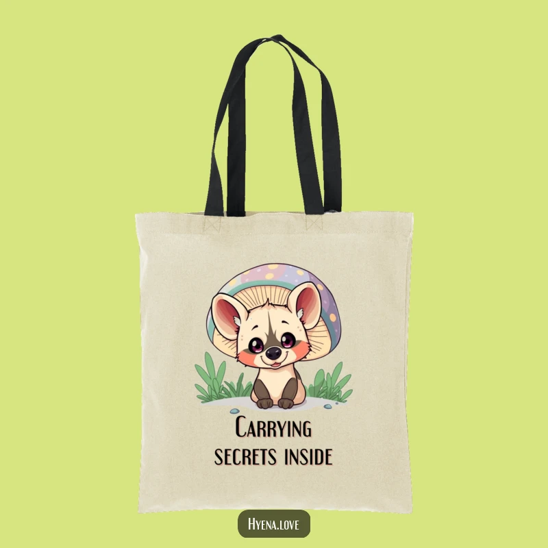 Funny Peeking Hyena Mushroom Tote Bag: Carry Your Secrets in Style